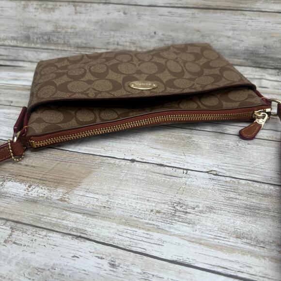 Coach Purse Signature East West Pop Crossbody Bag F52657 Brown Gold - Picture 12 of 16